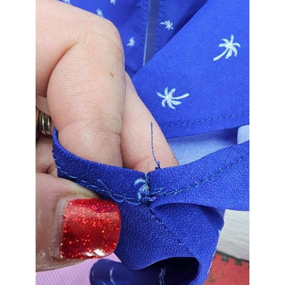 Torrid Blue Palm Dolman Sleeve Back Button‎ Sheer Top Size 5 - Picture 11 of 12